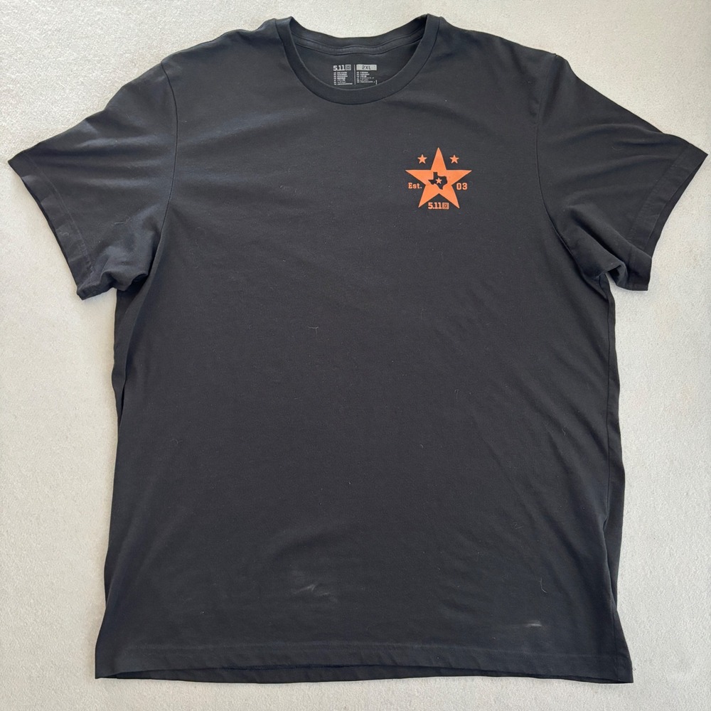 5.11 Tactical Mens Texas Longhorn Graphic T-Shirt Black Orange Size 2XL